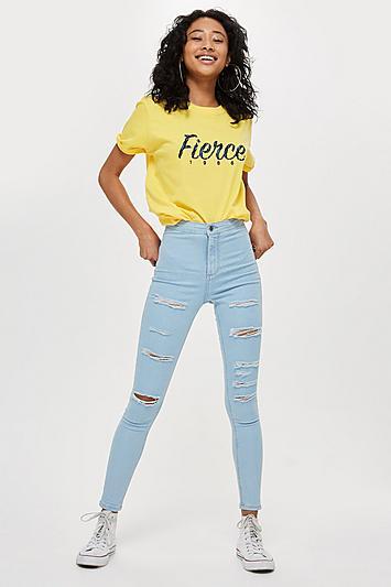 Topshop Moto Super Bleach Super Ripped Joni Jeans