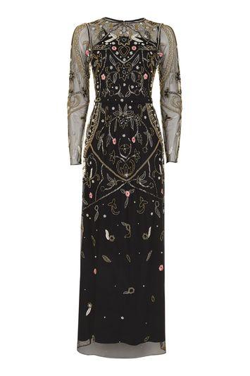Topshop Embroidered Bead Maxi Dress