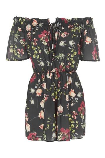 Topshop *off Shoulder Tie Front Playsuit By Oh My Love