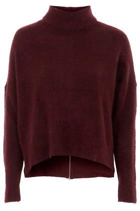 Topshop Stretchy Zip Back Roll Neck Sweater