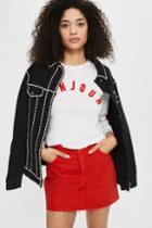 Topshop Moto Tomato Denim Skirt