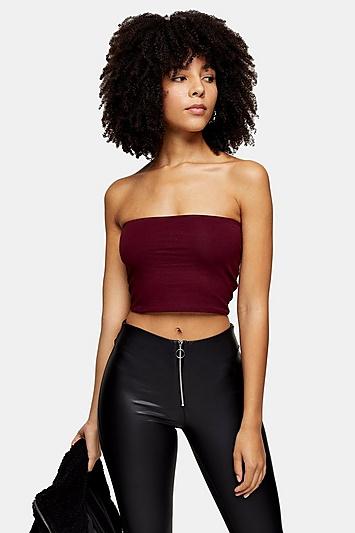 Topshop Plain Burgundy Bandeau