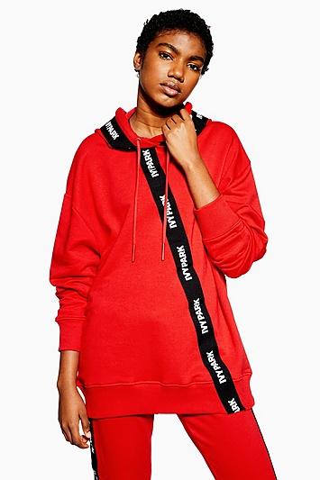 Topshop Asymmetric Logo Hoodie By Ivy Park