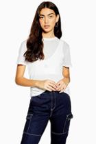 Topshop White Plain Mesh T-shirt