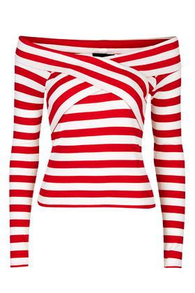 Topshop Bardot Stripe Top