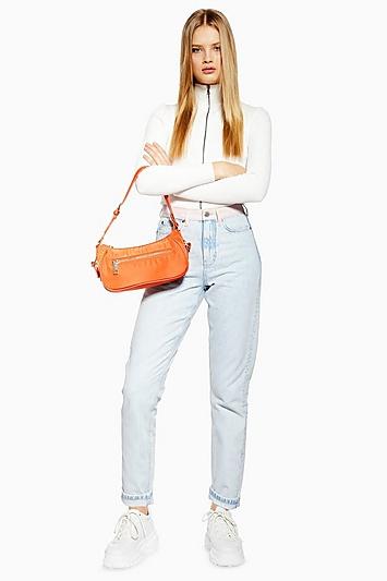 Topshop Bleached Pink Mom Jeans