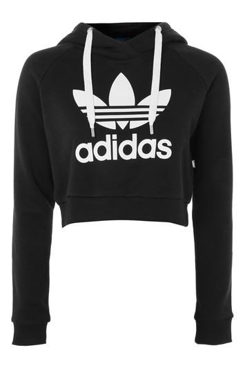 Topshop Crop Logo Hoody By Adidas Originals