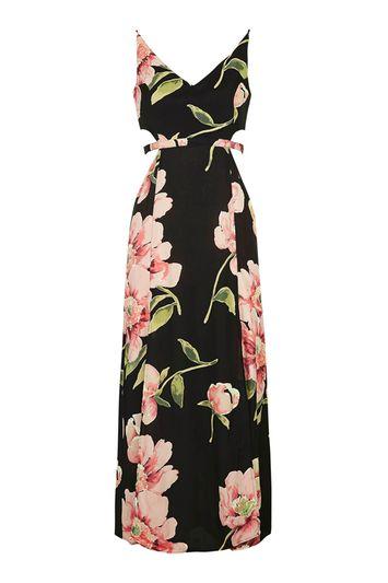 Topshop Floral Cut-out Maxi Dress