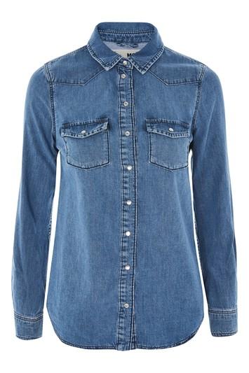 Topshop Moto Fitted Denim Shirt