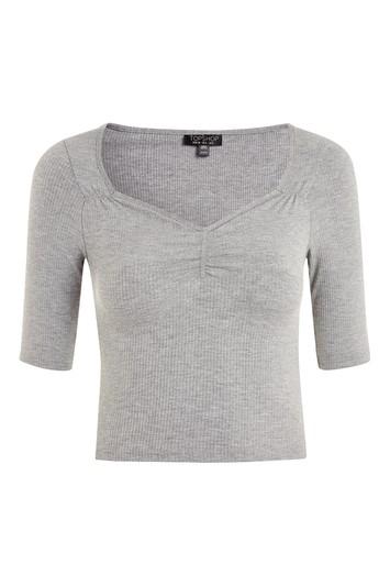 Topshop Short Sleeve Sweetheart Neck Cropped T-shirt