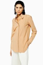 *wool Blend Nude Tailored Shirt By Topshop Boutique
