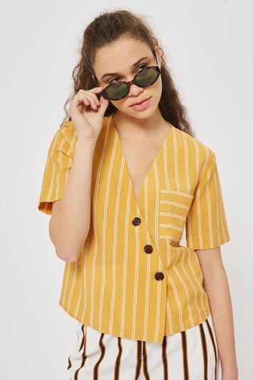 Topshop Striped Linen Shirt