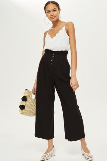 Topshop Cropped Button Up Trousers