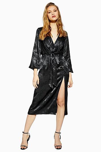 Topshop Petite Snake Jacquard Midi Dress