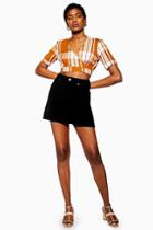 Topshop Petite Black Corduroy Denim Skirt