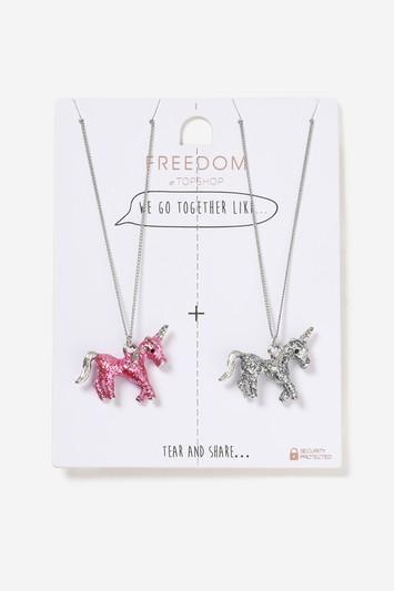 Topshop Glitter Unicorn Multipack Necklace
