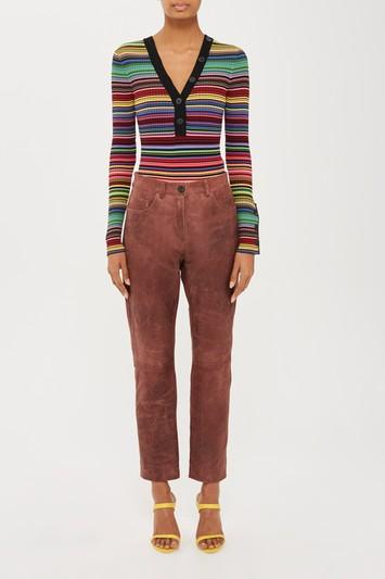 Topshop *olivia Distressed Leather Jeans By Unique