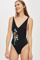 Topshop Embroidered Tiger Swimsuit