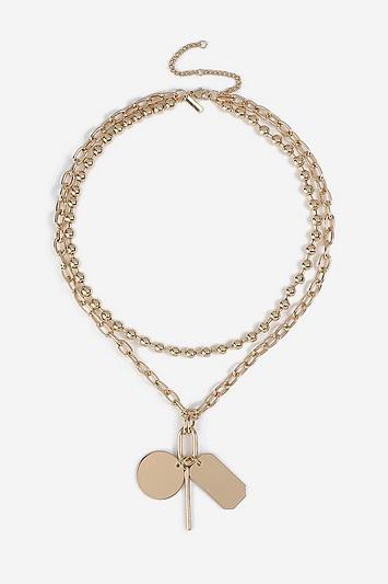 Topshop *tag Charm Multirow Necklace