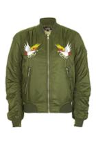 Topshop Embroidered Ma1 Bomber Jacket