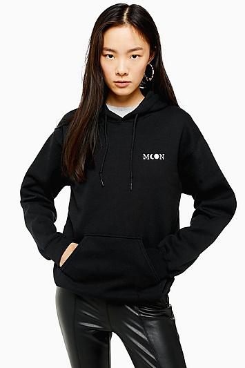 Topshop Mini Moon Embroidered Hoodie