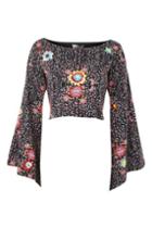Topshop Trumpet Sleeve Top By Prints By Mochi For Topshop