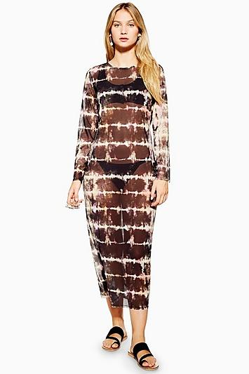 Topshop Tie Dye Mesh Maxi Dress