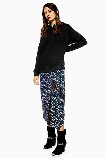 Topshop Hybrid Print Hoodie Dress