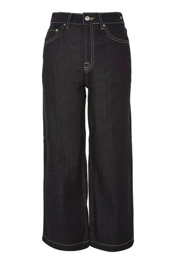 Topshop Moto Raw Denim Cropped Wide Leg Jeans