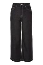 Topshop Moto Raw Denim Cropped Wide Leg Jeans