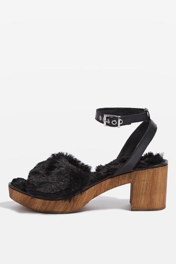 Topshop Vinnie Faux Fur Footbed Sandals