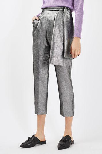 Topshop Lame Sash Carrot Trouser By Boutique