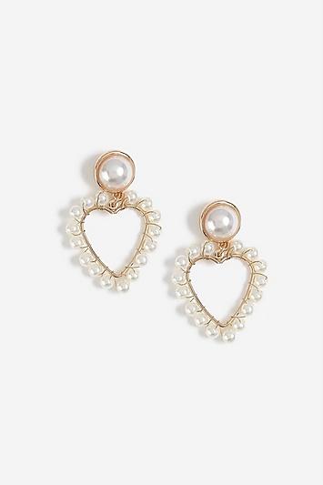 Topshop Pearl Heart Drop Earrings