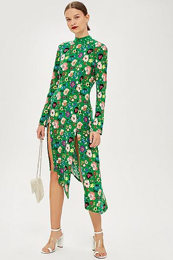 Topshop Floral Chuck On Midi Dress