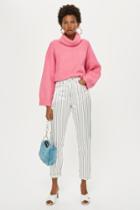 Topshop Sateen Striped Mom Jeans
