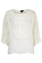 Topshop Cutwork Embroidered Frill Top
