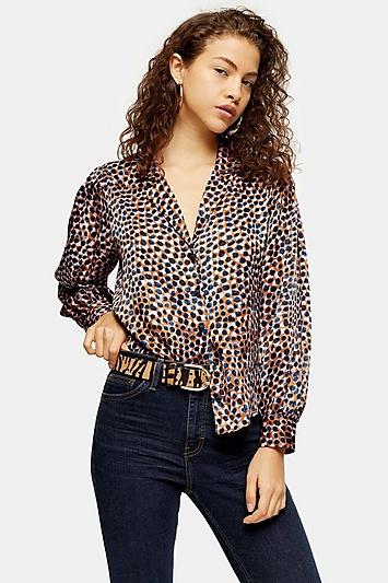 Topshop Petite Animal Smudge Shirt