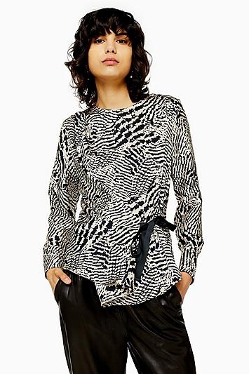 Topshop Animal Print Side Tie Blouse