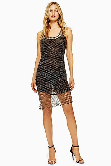 Topshop Beaded Crochet Mini Dress