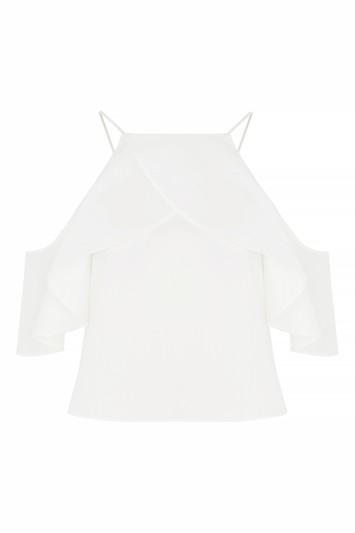 Topshop Ruffle Poplin Cold Shoulder Top