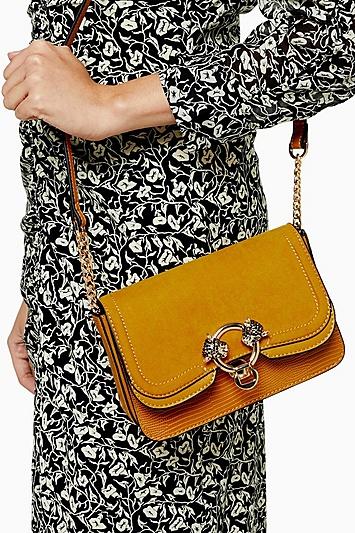 Topshop Double Mustard Panther Cross Body Bag
