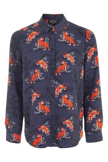 Topshop Petite Tiger Print Shirt