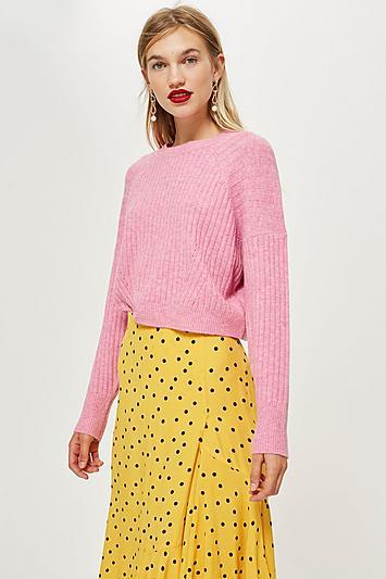 Topshop Petite Striped Cropped Jumper