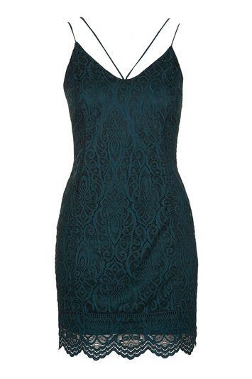 Topshop Strappy Plunge Lace Bodycon Dress