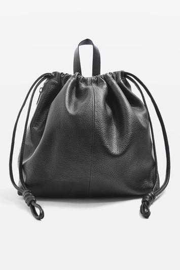 Topshop Premium Leather Drawstring Backpack