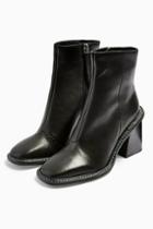 Topshop Hugh Leather Black Boots