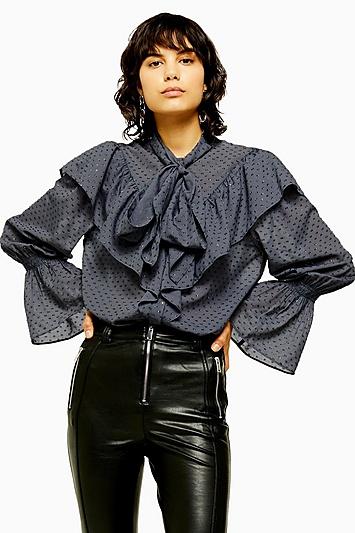 Topshop Idol Tie Ruffle Blouse
