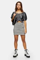 Topshop Petite Check Button Mini Skirt