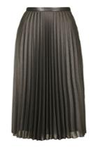 Topshop Metallic Pleat Midi Skirt