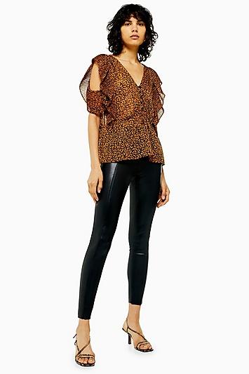 Topshop Black Faux Leather Skinny Trousers